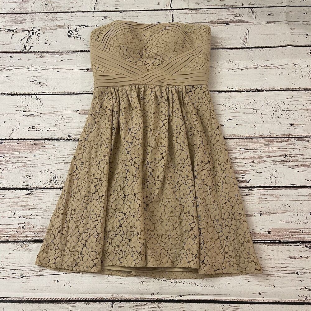 Vince Camuto Strapless Lace Pleated Aline Dress Size 8 Women's